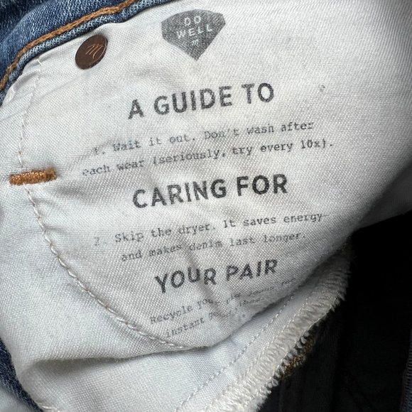 Madewell High Rise Petite Stovepipe Slim Straight Jeans Distressed Frayed Hem 25 - Picture 8 of 14